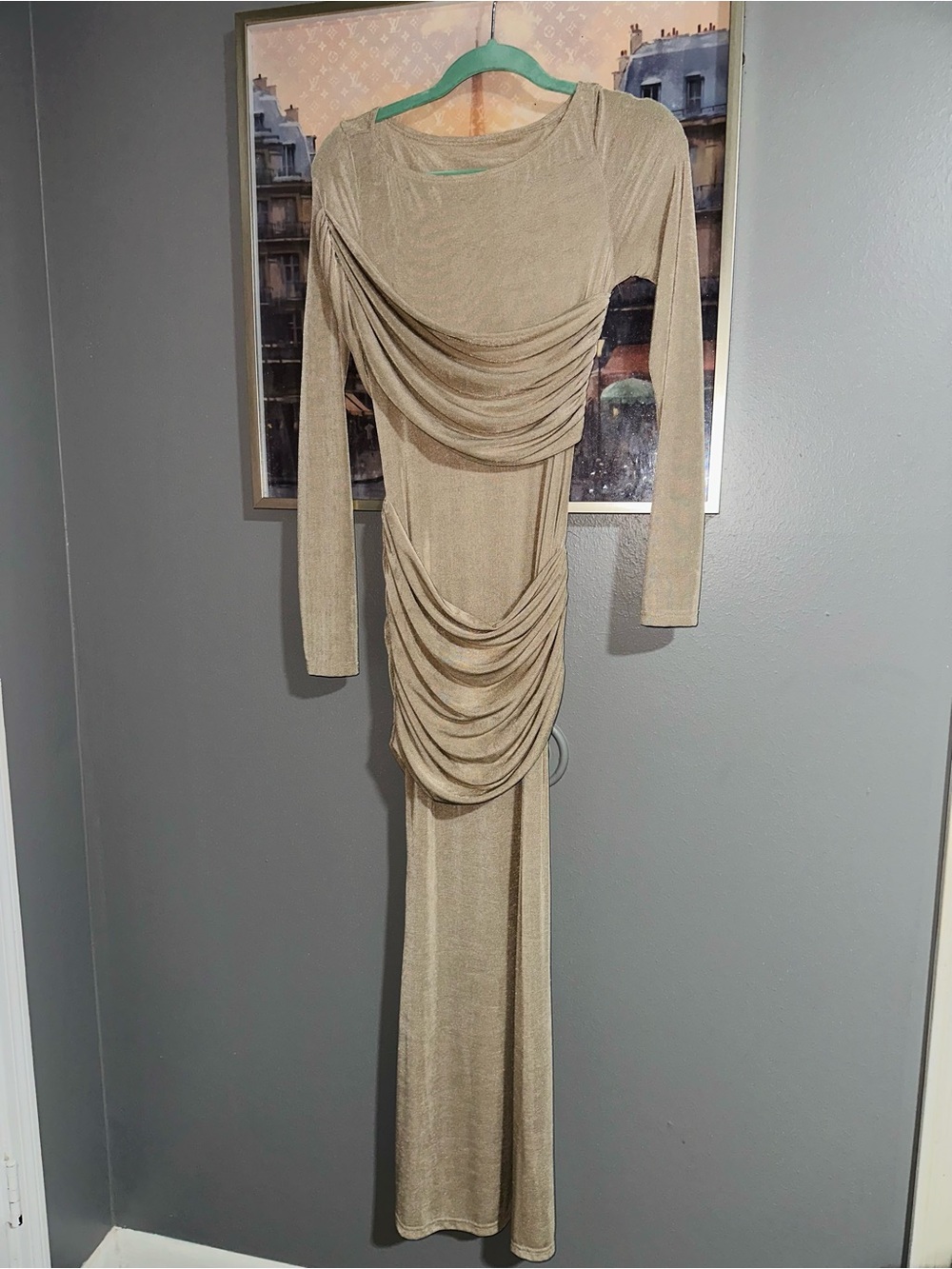 SHEIN Draped Long Sleeve Maxi Dress